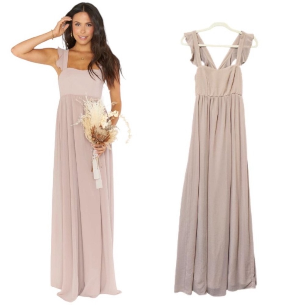 - Show Me Your Mumu June Maxi Dress in Soft Beige Chiffon Size Small